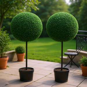Pianta Artificiale a Forma di Sfera in Bosso, 20 Pollici, Verde Tutto l'Anno, per Decorazione Casa e Giardino, Set da 2 Pezzi - Product Image 2