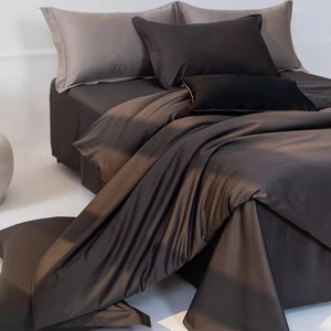 Premium High contes 1400TC Set di biancheria da letto in cotone egiziano doppio jeen King <span class=keywords><strong>nero</strong></span> morbido copripiumino flat_unded federe - Product Image 5
