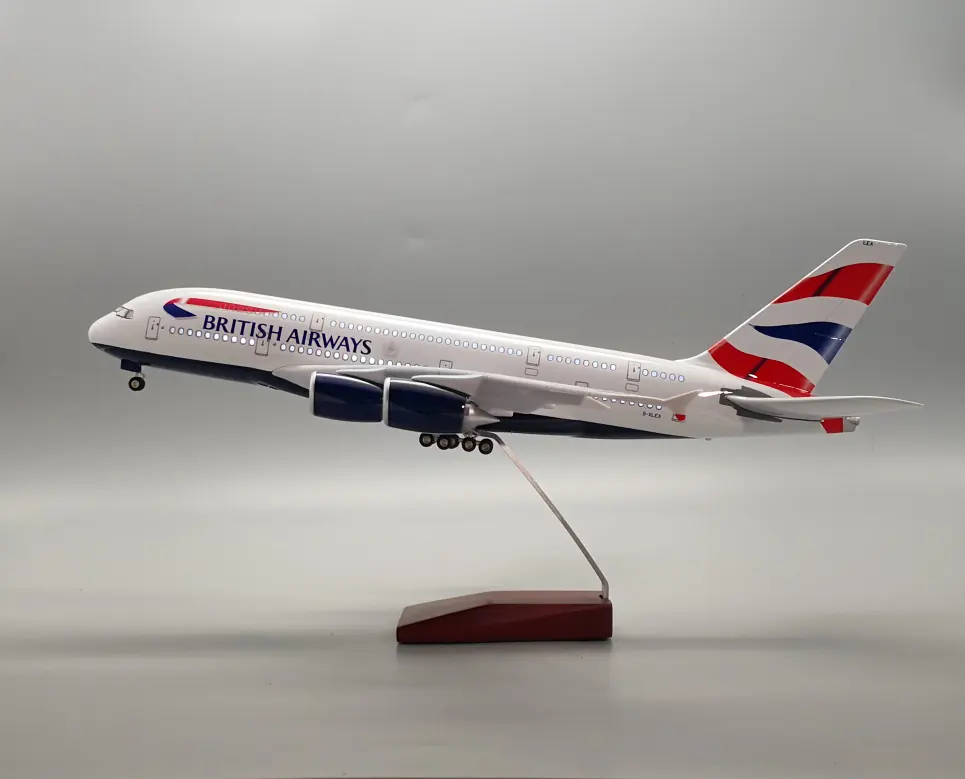 Aanpassen A380 British Led Vliegtuig Model Spraakbesturing Passagiersvliegtuig Model 1:160 46Cm Hol De Romp Uit