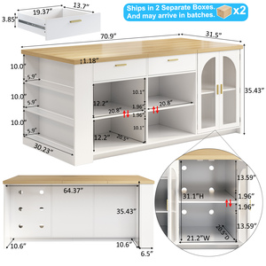 Gabinetes de Cocina de Lujo con Isla, Detalles Dorados, Estilo Mansión, Penthouse, Proyecto OEM Personalizado, Elegante para Ferias Comerciales - Product Image 2