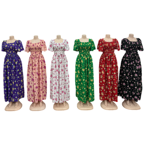 Vestido de manga corta con cuello cuadrado y estampado floral informal de verano para mujer al por mayor - Product Image 5