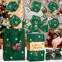 Boîte cadeau de Noël du Père Noël en papier d'art rouge, boîtes d'expédition 3D pop-up écologiques et recyclables, boîte à surprise pour argent, éponge offset, fête de Noël
