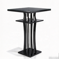 Table de bar haute moderne tout en acier inoxydable noir avec base spirale et plateau rond pour événements de mariage