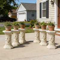 Socle en résine sculpté en vigne - Style classique crème, base élégante pour statues de jardin et présentoirs de plantes