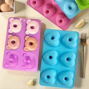 BPA miễn phí 6 khoang không dính Silicone <span class=keywords><strong>Donut</strong></span> khuôn dễ dàng làm sạch bánh BAKING Pan cho 3D bánh rán Pastry công cụ cho Mousse bánh nướng - Product Image 1