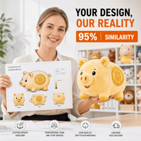 Peluche personnalisée avec logo de la marque Casino Golden Coin Pig, personnage en peluche sur mesure, cadeau promotionnel de Noël ODM