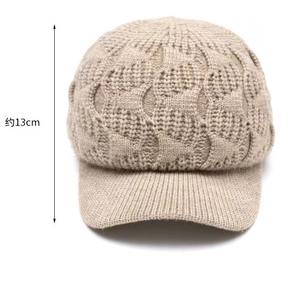 Gorro de Béisbol de Jacquard Cálido para Mujer, Otoño Invierno, Casual, Grueso, de Moda, Color Sólido, Tejido - Product Image 4