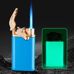 कस्टम छवि लोगो Refillable Windproof नीले लौ चमकदार सिगरेट लाइटर चमक में अंधेरे जेट आग गैस ब्यूटेन मशाल लाइटर - Product Image 5
