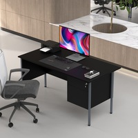Bureau d'enseignant moderne avec tiroir verrouillable - Plateau en bois écologique, pieds en métal, poste de travail administratif durable pour l'école et le bureau à domicile