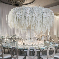 Grands centres de table à fleurs artificielles pour dîner de fête Rangées de fleurs de glycine tombantes blanches pour mariage