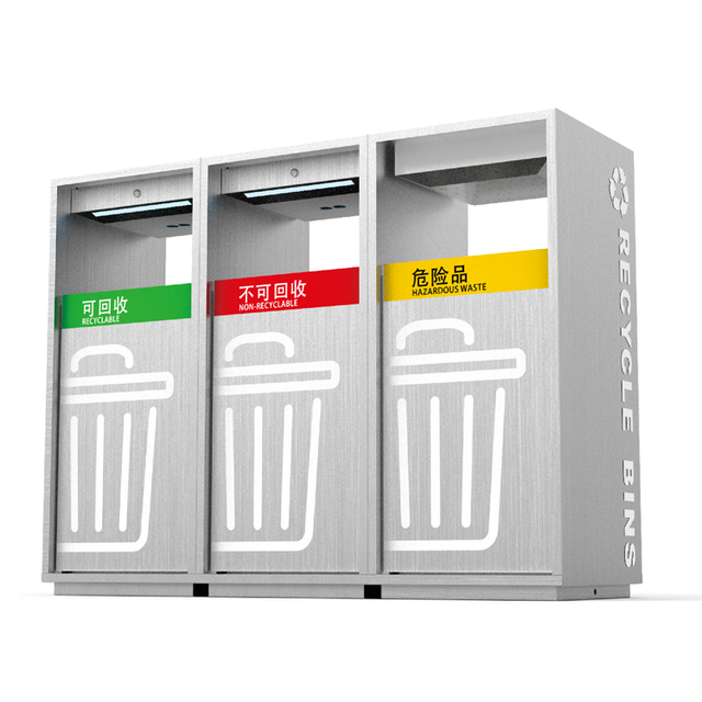 Pull Out Three Box Automatic Hotel 240L Waste 50L Glass Large Outdoor Standing Stainless Steel Recycling Bin for Schools