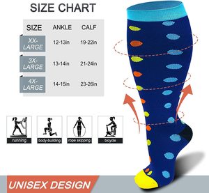 Chaussettes <span class=keywords><strong>de</strong></span> compression grande taille 2XL 3XL 4XL pour femmes et hommes, mollets larges, taille extra large, grande taille, <span class=keywords><strong>bas</strong></span> <span class=keywords><strong>de</strong></span> soutien jusqu'au genou - Product Image 4