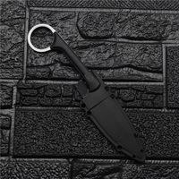 Couteau de camping et de chasse en acier inoxydable avec lame à haute dureté, manche en nylon, longueur totale de 18 cm, étui K et pince de ceinture