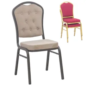 织物和不锈钢框架宴会椅可堆叠设计，适用于酒店活动婚礼非包装家庭厨房