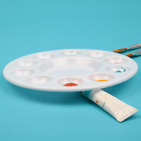 Palette de peinture d'artiste acrylique en plastique de 10 puits en gros palette blanche ronde pour les arts d'aquarelle d'huile