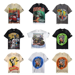 T-shirt da uomo in cotone 100% di alta qualità, con stampa effetto invecchiato e lavaggio vintage, a maniche corte - Product Image 1