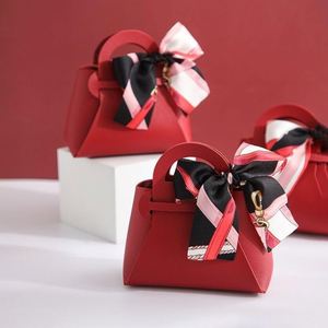 Wedding Candy <b>Gift</b> Bags with Handle PU Leather Party Favor <b>Boxes</b> <b>Gift</b> Wrapping Treat Bag - Product Image 3