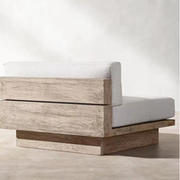 Moderne Outdoor-Teak-Sofa garnitur Massivholz Wasserdicht für Innenhof Dach Garten Terrasse Park & Hotel Freizeit Open-Air-Kombination