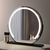 NOUVEAU Miroir de coiffeuse rond de style luxueux avec éclairage, rotation à 360 degrés, écran tactile, miroir de maquillage avec lumière LED circulaire à intensité variable