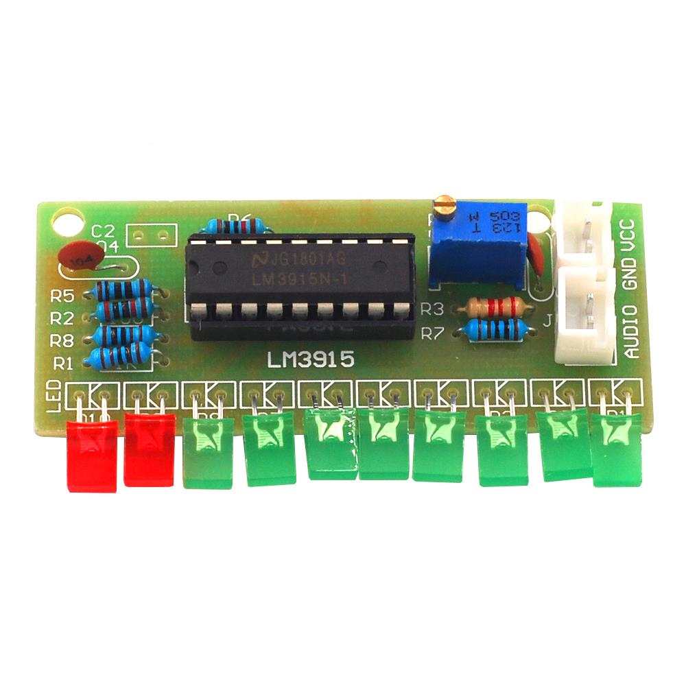 10-Pack LM3915 Audio Level Indicator DIY Kit – 10-LED Sound Spectrum Analyzer, Electronics Soldering Project
