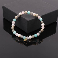 Bracelet en pierres précieuses pour femmes, nouveau design, micro pavé CZ, boule en pierre de larimar naturelle, perle d'eau douce, labradorite, macramé, JBS11096