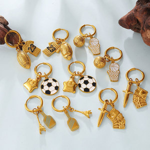 Pendientes Deportivos de Fútbol de Acero Inoxidable 316L con Baño de Oro Fino de 14k y 18k al por Mayor para Mujer - Product Image 2