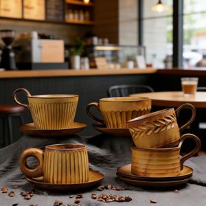 แก้วกาแฟเซรามิกสไตล์ญี่ปุ่นวินเทจหรูหราแบบแขวนหูจับ ขนาดเล็ก สวยงาม ของใช้ในบ้าน ของที่ระลึกอาหารเช้าสไตล์เรโทร - Product Image 2
