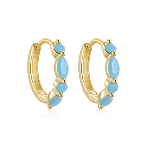 Aretes Huggie CANNER Simples de Plata de Ley S925 con Circonita Cúbica 5A Multicolor en Forma de Gota de Agua y Piedra Marquise - Product Image 1