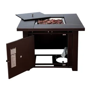 Rosso Ember Fiorentina 42 in. Tavolo quadrato Propano Buca per il Fuoco con Vimini Base - Product Image 2