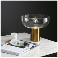 Lampe de table LED contemporaine en verre fumé et fer doré en forme de bol pour la chambre à coucher, le salon, le bureau, la villa, la maison, l'hôtel, décoration