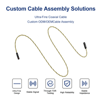 Kabel Koaksial Mikro Ultra-Halus 44AWG 4Pin 6Pin 50 Ohm Teruji TDR Kelas Medis Jaket FEP Perisai EMI Berlapis Banyak