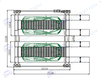 Lève-voitures hydraulique vertical à quatre poteaux, double largeur, triple empilage, pour 6 véhicules