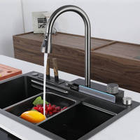 Robinet d'évier extensible en acier inoxydable moderne avec cascade pour cuisine chaude et froide