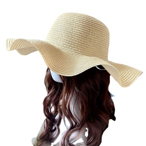 Super Fairy wanita musim panas terkulai jerami bergelombang dicetak gaya Panama kasual pelindung matahari harian polos grosir untuk liburan pantai - Product Image 5
