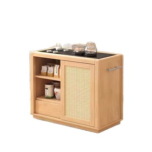 Shulin Solid Wood Tea Cabinet With Storage 3 Compartments 1 <b>Drawer</b> Nordic Style Living Room <b>Side</b> <b>Table</b> - Product Image 5