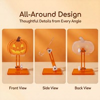 Support de téléphone universel pliable et réglable en hauteur, en acrylique orange citrouille d'Halloween, personnalisable avec logo OEM