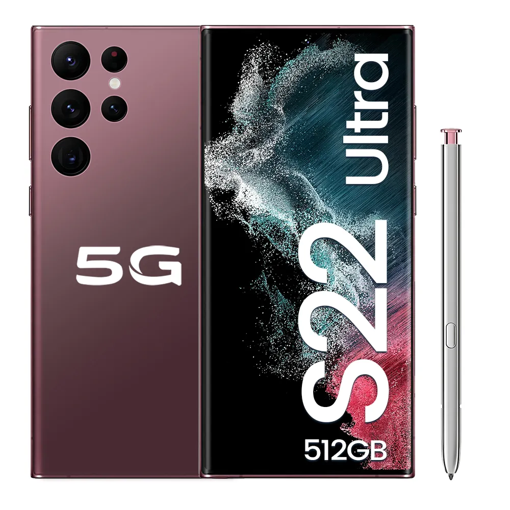 S22 ULTRA 7.2 pouces 16 go + 512 go 24mp + 48mp téléphones intelligents 5G bon marché fabriqués en chine téléphones portables Android
