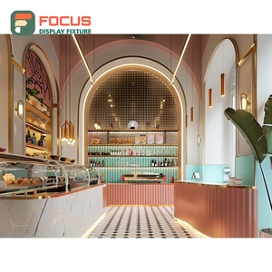 Vitrina de exhibición de café tipo boutique con diseño de estantería abierta, área de exhibición de botellas de sirope, vitrina para roastery - Product Image 1