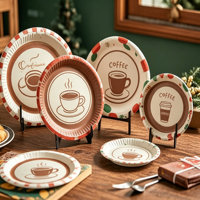 Assiette ronde jetable en papier écologique blanc non couché de 9 pouces pour les fêtes