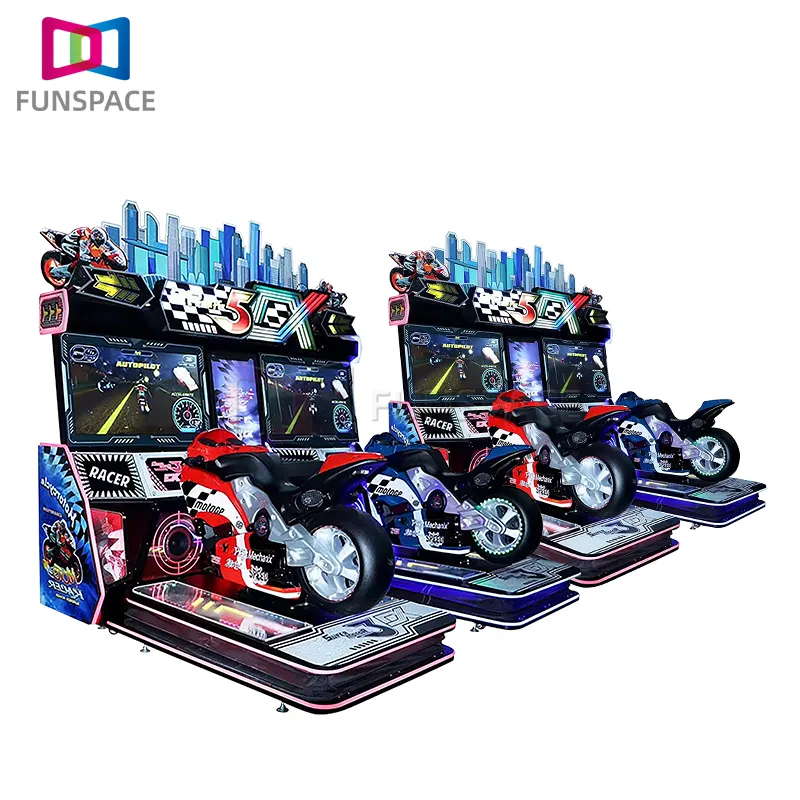 कवक थोक खेल केंद्रीकृत आर्केड गेम मशीन 2 खिलाड़ी 5 dx सिम्युलेटर मोटरबाइक रेसिंग गेम मशीन