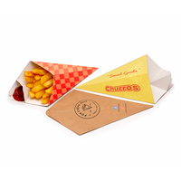 Boîte à frites jetable en papier kraft avec poche de trempage pour pâtisserie de fête et sushi crêpe carton doigt porte-cône alimentaire