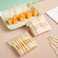 Mini fourchettes biodégradables jetables personnalisables à deux dents en bambou pour les fêtes et les enfants