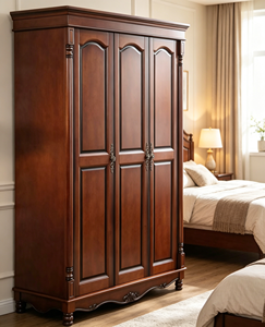 Armario Tradicional de Madera Maciza con Puertas de Panel Elevado y Diseño con Bisagras, Gran Capacidad, Estilo Antiguo - Product Image 4