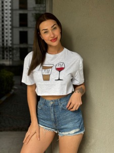 Camiseta Corta Super Cómoda para Mujer, 100% Algodón, Transpirable, Ropa Deportiva de Verano, Diferentes Colores Disponibles, Venta al por Mayor - Product Image 3