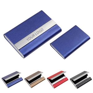Boîte à cartes de visite en acier inoxydable et PU, vente en gros d'usine, cadeau créatif avec logo d'entreprise pour usage promotionnel et professionnel - Product Image 1