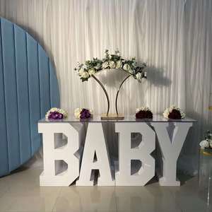 Venta caliente boda fiesta eventos muebles oro/blanco acrílico <span class=keywords><strong>PVC</strong></span> bebé carta <span class=keywords><strong>Mesa</strong></span> - Product Image 5
