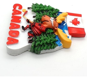 Resina 3D <span class=keywords><strong>ciervo</strong></span> <span class=keywords><strong>canadiense</strong></span> jugando al hockey recuerdo refrigerador imán resina artesanías - Product Image 3