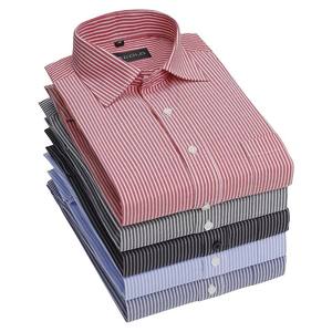 All'ingrosso estivi sottili da uomo a righe a maniche corte Casual abbigliamento da lavoro Business Fit, senza <span class=keywords><strong>camicie</strong></span> da <span class=keywords><strong>stiro</strong></span> a strisce di colore solido - Product Image 1