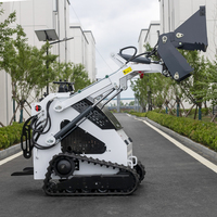Chargeuse compacte mini sur pneus avec système hydraulique et attache de godet quatre-en-un, pour les tâches de manutention de matériaux de 200 kg à 2000 kg