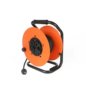 IP44 Schuko type square frame extension cable reel 50m